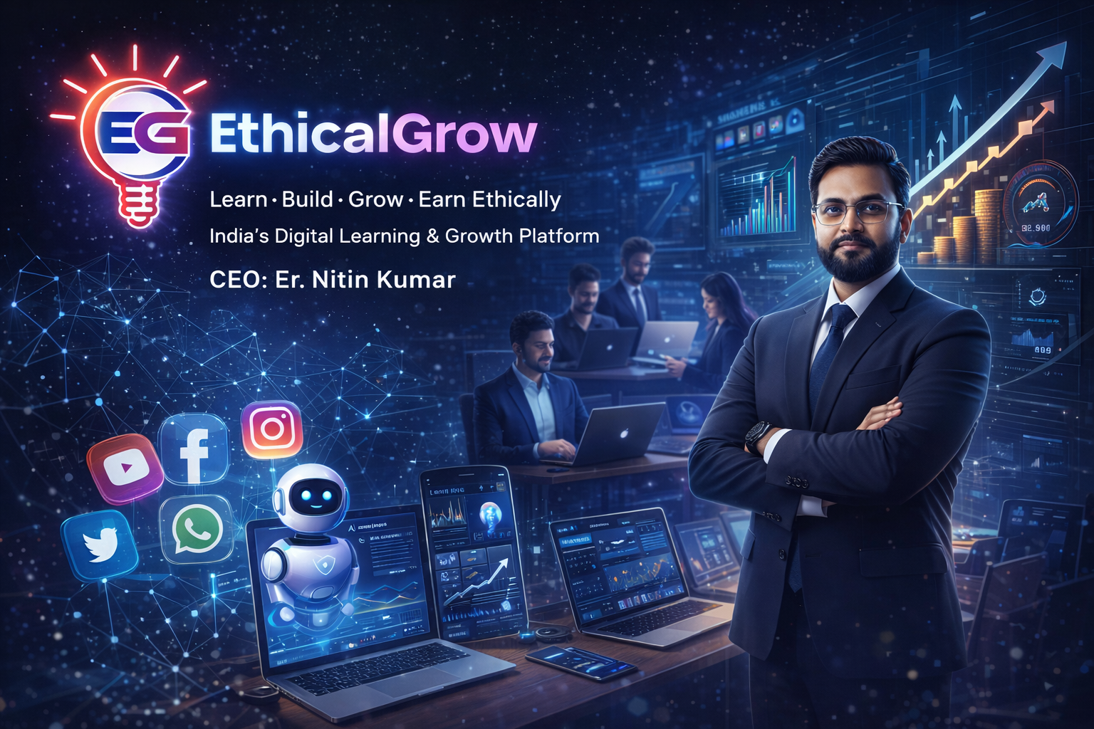 Digital Marketing, Learning aur Earning ka Future – YouTube, Instagram, Facebook aur AI ke Saath Safe Growth Guide
