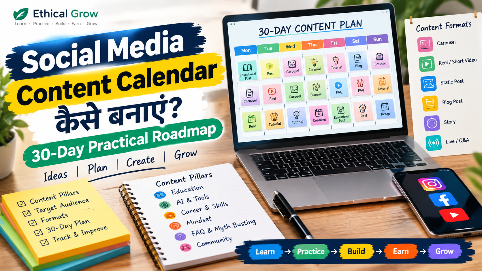 Social Media Content Calendar कैसे बनाएं? Beginner से Practical 30-Day Roadmap 2026